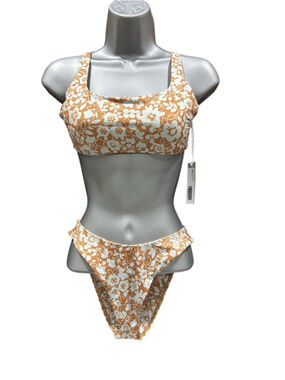 NWT Everlane Nyle Bikini square top and thigh high bikini bottoms floral in XS